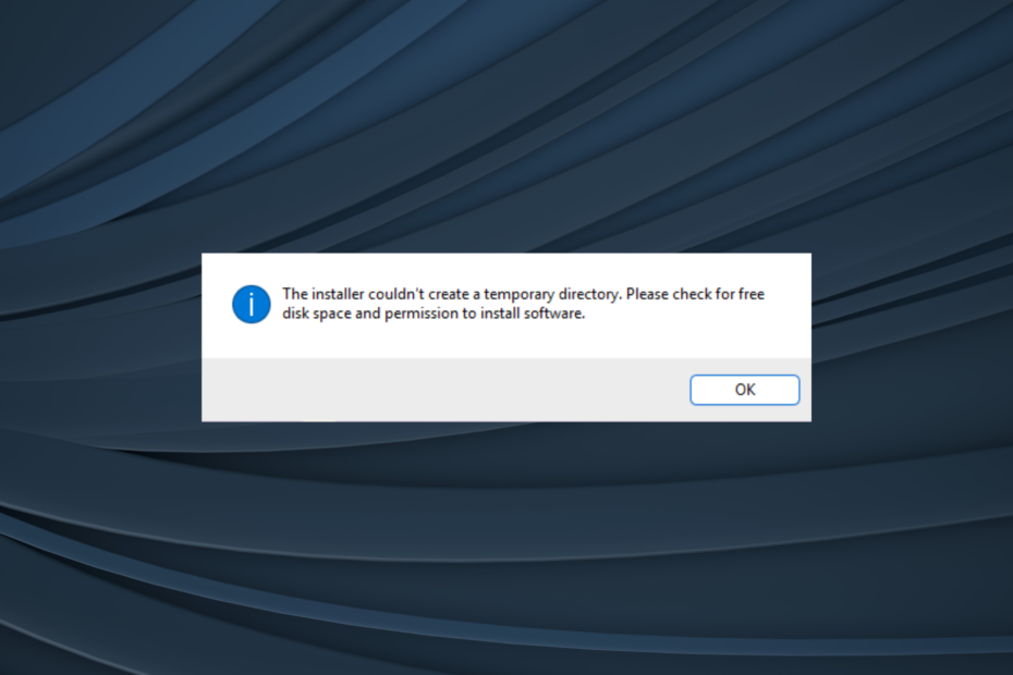 fix ei saanud installija Windowsis ajutist kataloogi luua