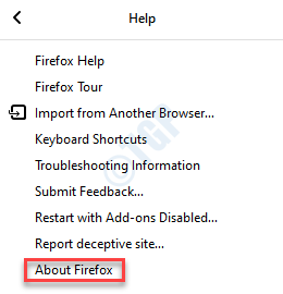 Firefox افتح القائمة تعليمات حول Firefox