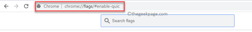 Navigieren Sie in Chrome, um die Quic-Flags-Seite zu aktivieren