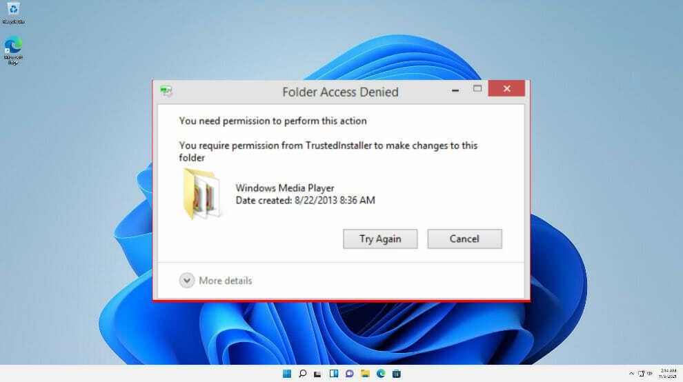 התיקיה נדחתה גישה נדחתה Windows 11