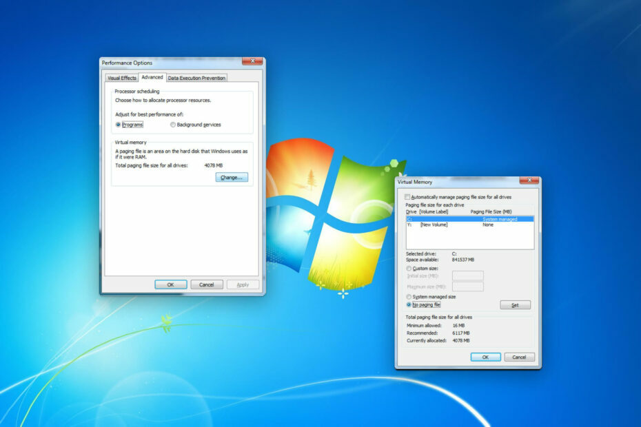 Disabilita il file di paging in Windows 7