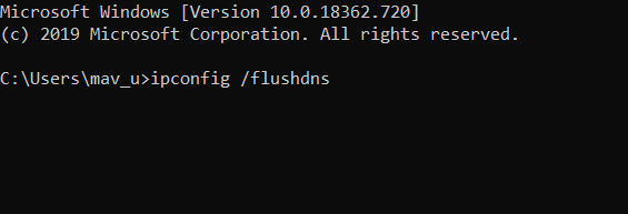 Код помилки команди flushdns 105