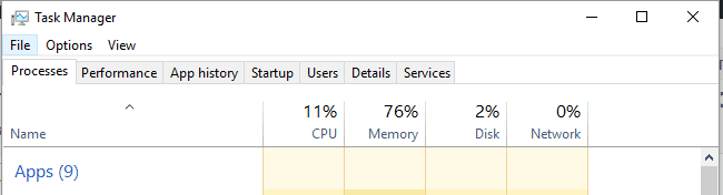 Registerkarte "Task-Manager-Prozesse"