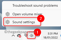 Configuración de sonido de la barra de tareas Mín.