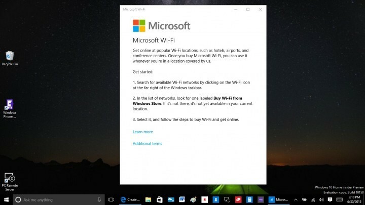 Microsoft WiFi abre caminho na versão recente do Windows 10