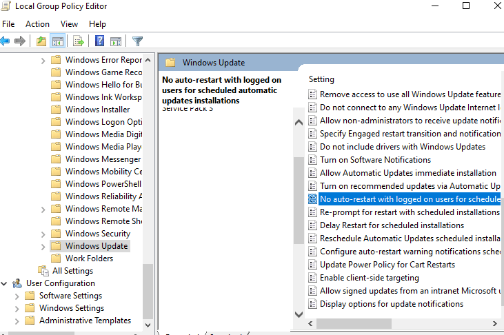 Impedisci il riavvio di Windows 10 in modalità di sospensione per installare l'aggiornamento