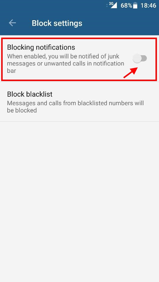 Onemogoči obvestila o blokiranih klicih