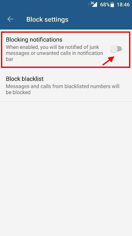 Benachrichtigungen über blockierte Anrufe deaktivieren