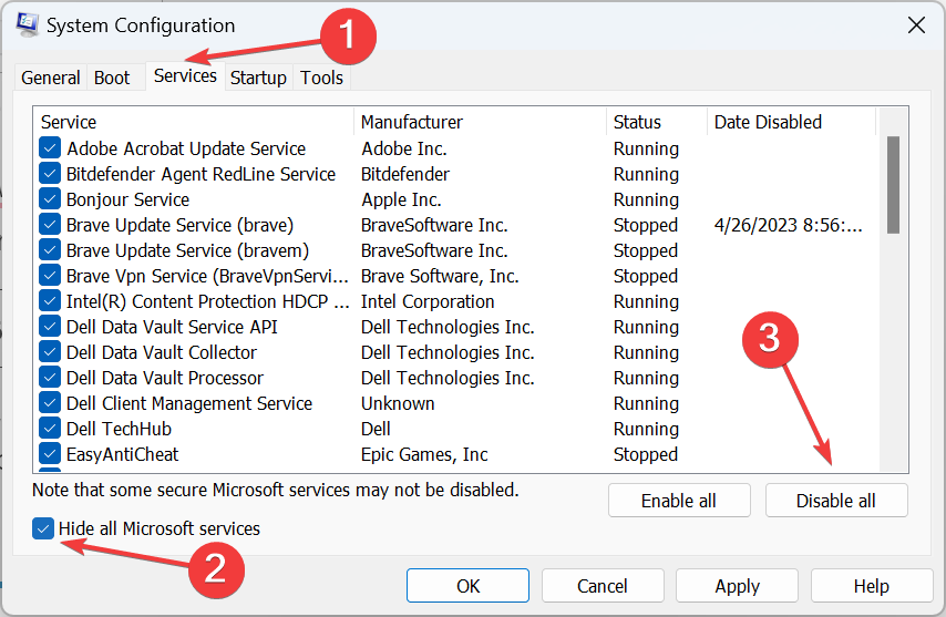 dezactivați serviciile pentru a remedia timpul de expirare a ecranului Windows 11 care nu funcționează