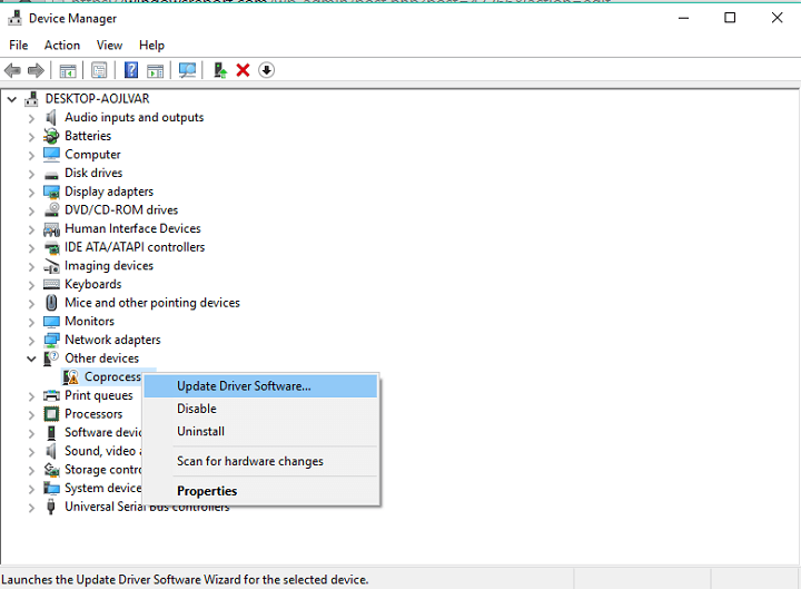 controladores de actualización del administrador de dispositivos