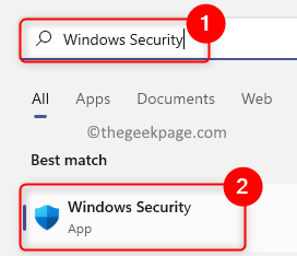 คีย์ Windows ความปลอดภัยของ Windows ขั้นต่ำ