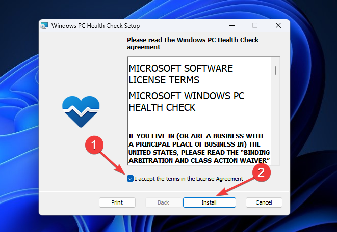 Instal aplikasi pemeriksaan kesehatan PC