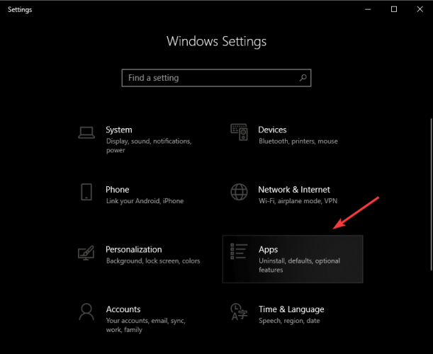 Windows-instellingen apps-knop - Sedlauncher.exe repareert hoog cpu-gebruik