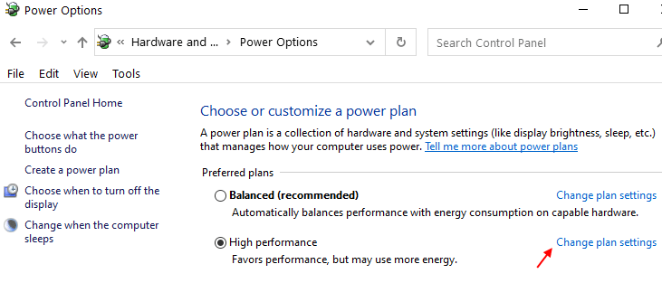 Windows 10 güç ayarlarını değiştirmeye devam edin