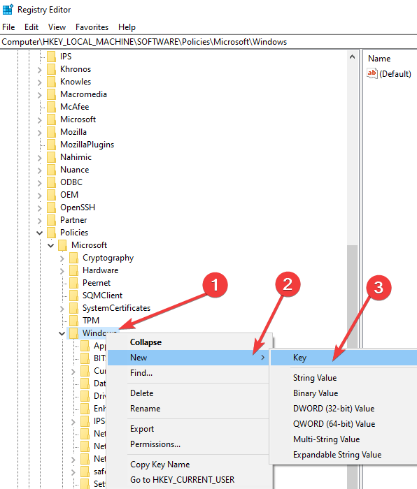 Windows kayıt defteri düzenleyicisi