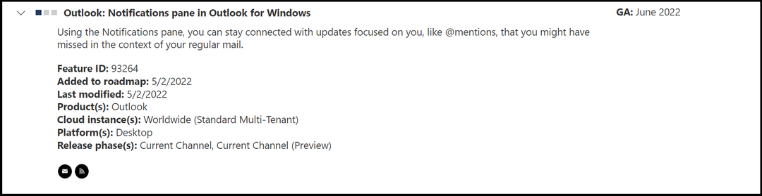 Outlook получава панел за известия за потребители на Windows