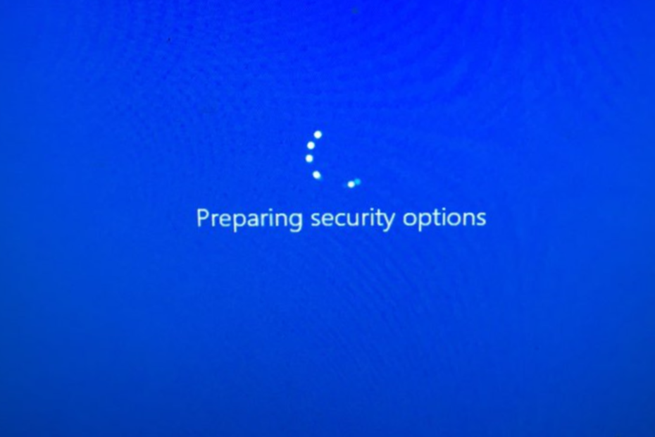 fixa felet Förbereder säkerhetsalternativ i Windows
