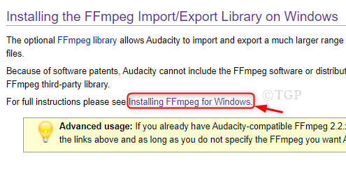 Шаг 2 для навигации по библиотеке Ffmpeg Audacity Min