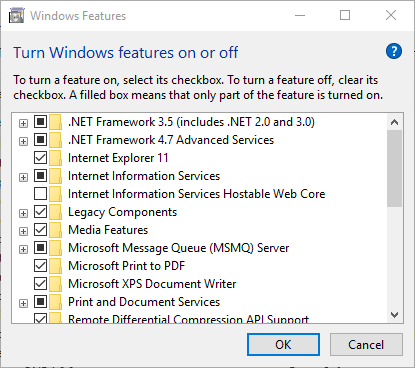 Komputer Windows Features yang tidak ditampilkan memiliki vt-x/AMD-v diaktifkan