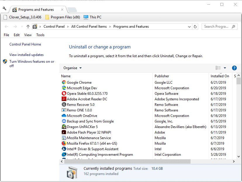 O navegador de desinstalação do Windows abre várias guias sozinho