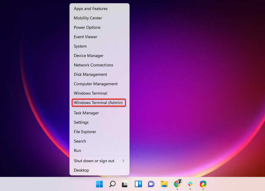 selecione o terminal do Windows (Admin)