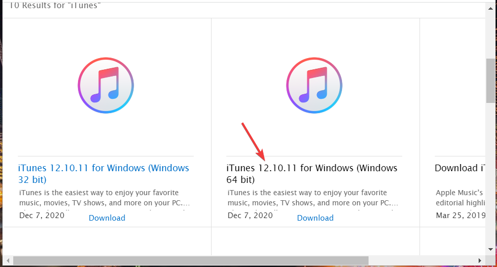 O link de download do iTunes windows 11 não reconhece o ipad