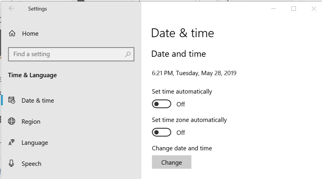 Ρύθμιση Windows 10 Ώρα και ημερομηνία