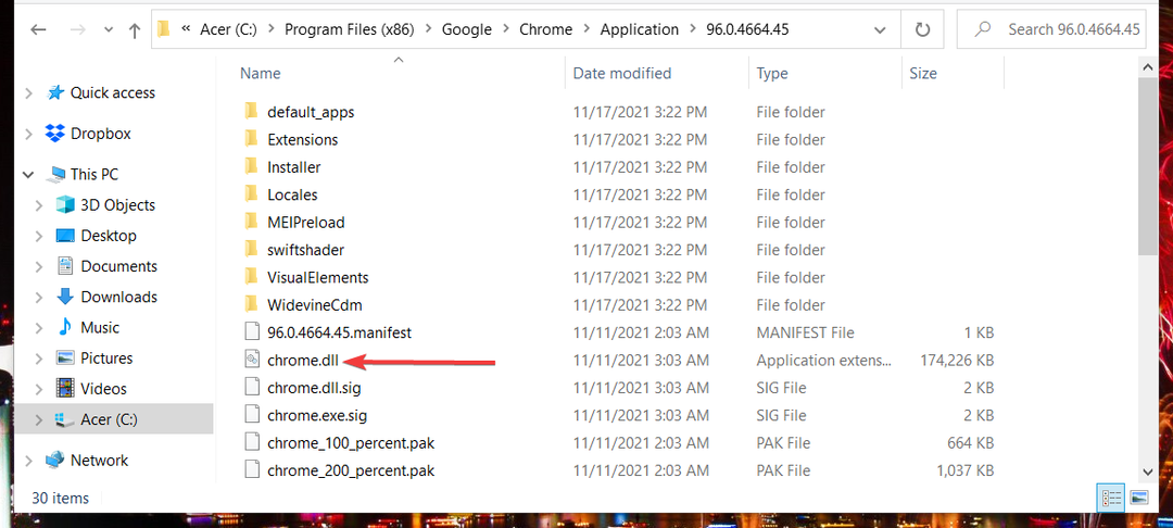 Le fichier Chrome.dll Windows 11 Chrome ne fonctionne pas