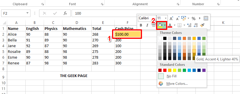 Een cel opmaken en dezelfde opmaak toepassen op andere cellen in MS Excel