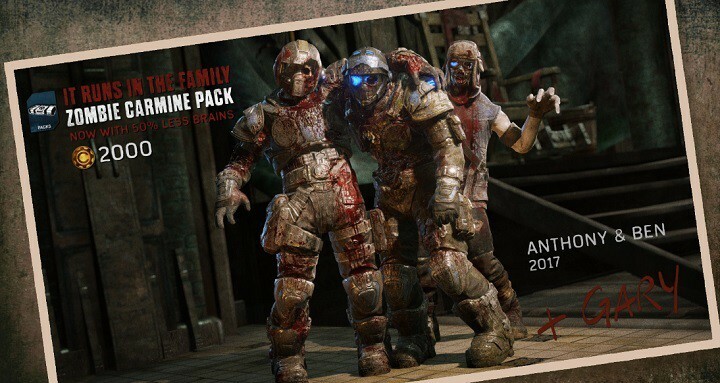 Das Zombie Carmine Pack von Gears of War 4 und die Locust Grenadier Elite sind zu gewinnen