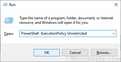 Mínimo de ejecución de administrador de Powershell