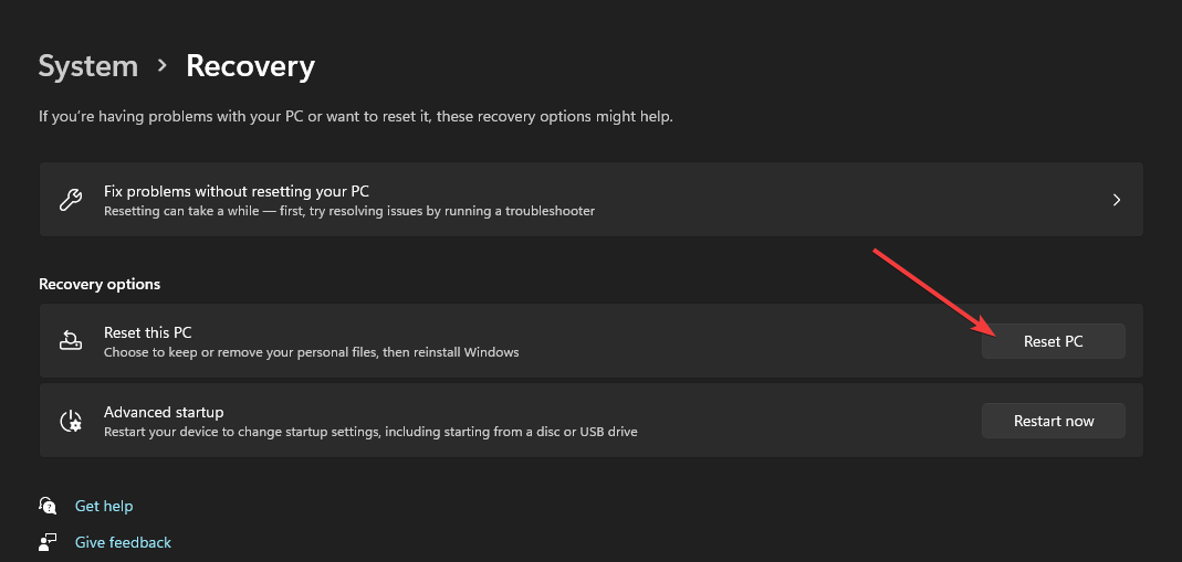 Parinktis Reset PC Windows 11 paieškos indeksavimas buvo išjungtas