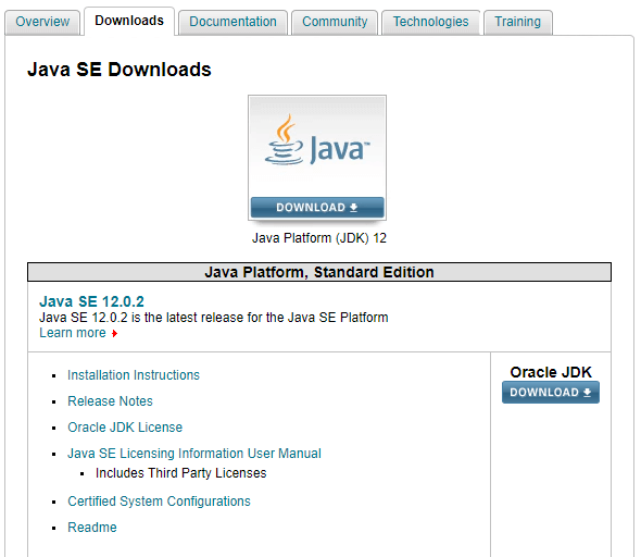 כפתור ההורדה של Java SE כיצד להתקין את jdk windows 10