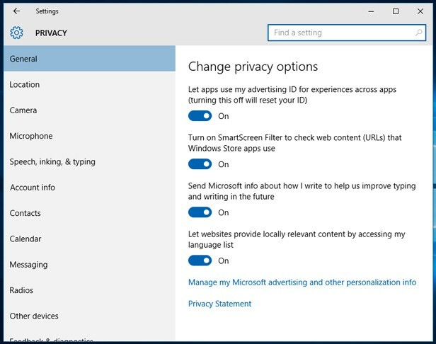 Windows 10 personvernhåndbok