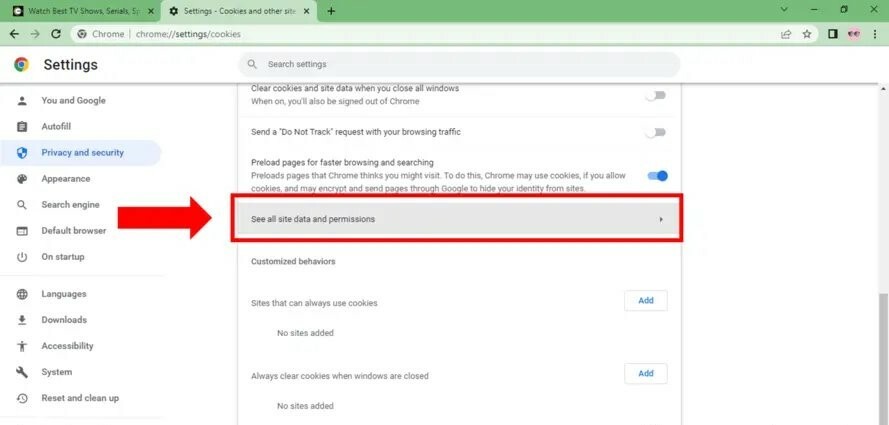 chrome vedeți toate datele și permisiunile site-ului