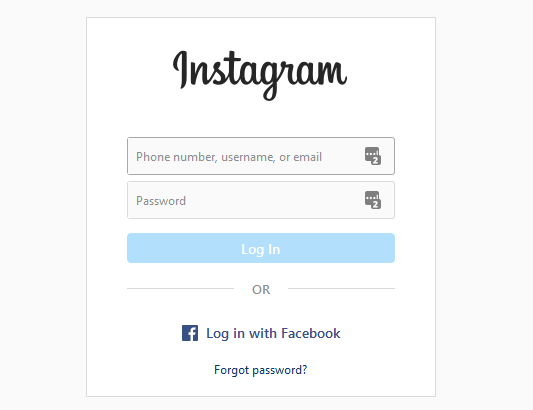 janela de login do instagram compartilhar postagem do Facebook com o instagram