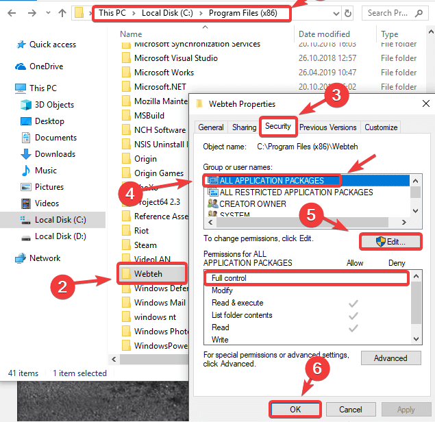 папка webteh повний контроль bs player не може зберегти файл конфігурації