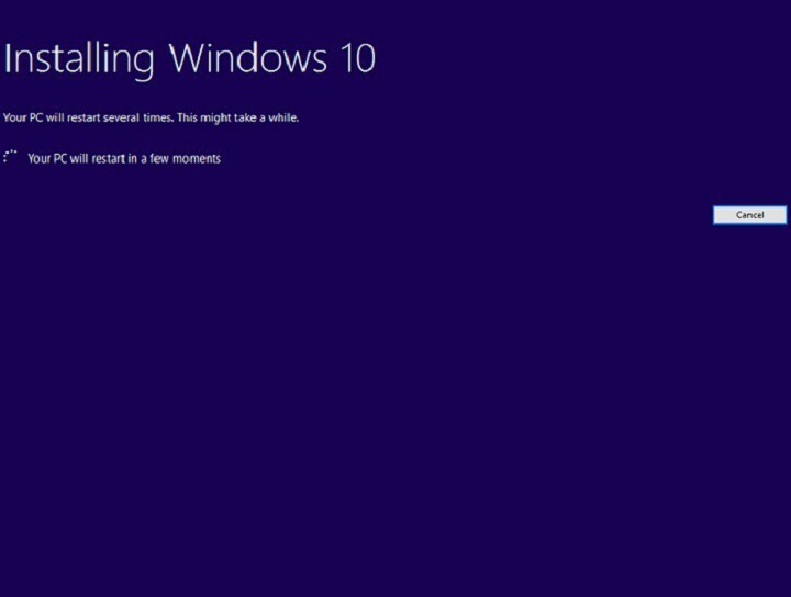 riavvio dell'installazione di Windows 10