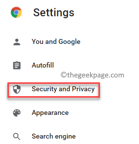 Postavke za Google Chrome Sigurnost i privatnost