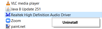 Deinstalirajte Realtek HD Audio Driver