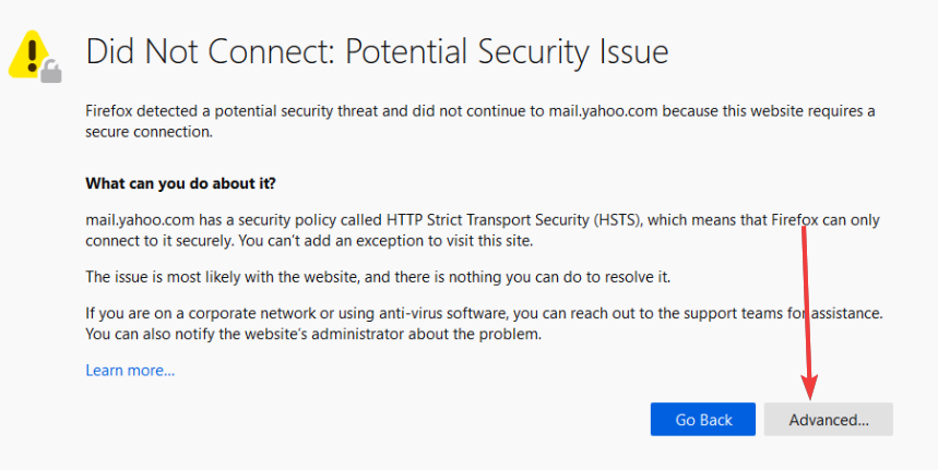 Firefox hat kein potenzielles Sicherheitsproblem verbunden
