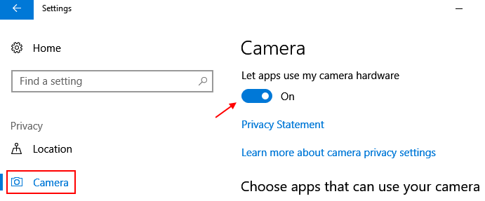 L'appareil photo permet à l'application d'utiliser l'appareil photo Windows 10