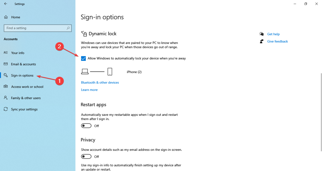 Dynamische Sperrfunktion zum Sperren von Windows 10