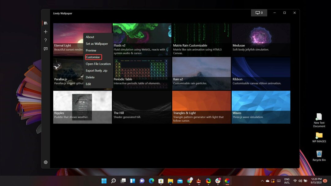 Windows Lively-Hintergrundbild passen