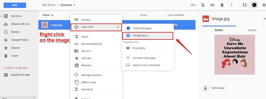 Як перетворити файли зображень / PDF у файли Docx за допомогою Google Drive