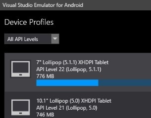 Emulator Visual Studio Android