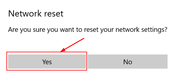 Bestätigen Sie Netzwerk-Reset Min