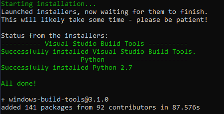 빌드 도구 설치 창에서 Python 실행 파일을 찾을 수 없습니다.
