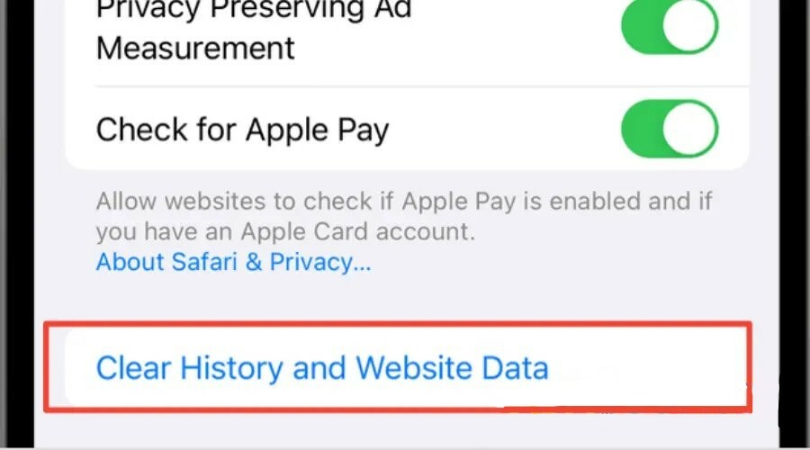 ios menghapus riwayat dan data situs web