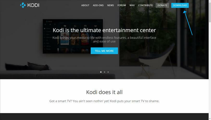 Webová stránka Kodi